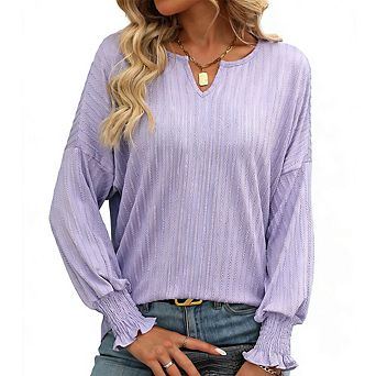 Women's Oversized V-Neck Tee Batwing Top Casual Blouse