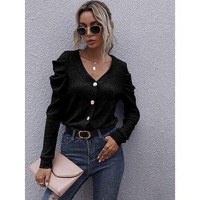 Women's Long Sleeve Cardigan Sweaters Casual V Neck Soft Knit Jacket Button Down Cardigan