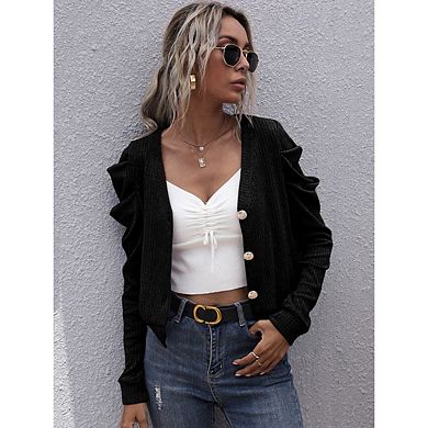 Women's Long Sleeve Cardigan Sweaters Casual V Neck Soft Knit Jacket Button Down Cardigan