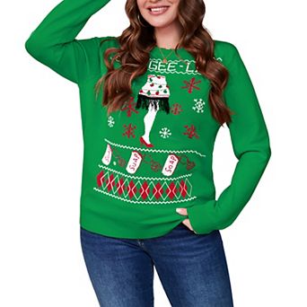 Women's Fall Christmas Ugly Sweater Knit Shirt Long Sleeve Crew Neck Funny Print Festive Top Blouse