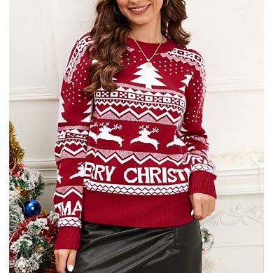 Womens Ugly Christmas Sweater Fair IsleSnowflakes Crewneck Knit Long Sleeve Pullover Xmas Jumper