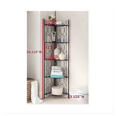 Kings Brand Furniture Brushed Copper Metal 5 Tier Shelf Corner Rack Unit