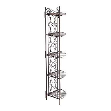Kings Brand Furniture Brushed Copper Metal 5 Tier Shelf Corner Rack Unit