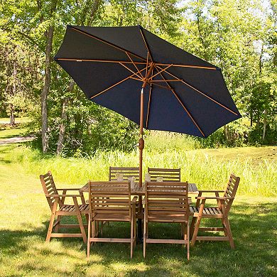 Sunnydaze 8.5 ft Patio Umbrella with Faux Woodgrain Finish
