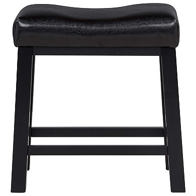 eHemco Heavy-Duty Saddle Kitchen Counter Height Barstools with Wood Legs and Cushion Seat, 19 Inches