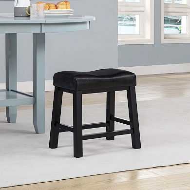 eHemco Heavy-Duty Saddle Kitchen Counter Height Barstools with Wood Legs and Cushion Seat, 19 Inches