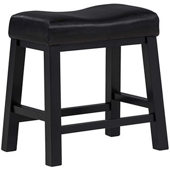 eHemco Heavy-Duty Saddle Kitchen Counter Height Barstools with Wood Legs and Cushion Seat, 19 in