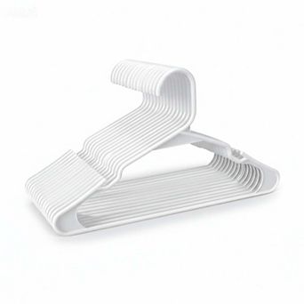 HOUSE DAY Heavy Duty Plastic Notched Hangers White 60 Pack