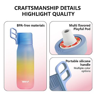 VEEVA Scented Water Bottle (22 oz) with 3 Aroma Pods + Straw