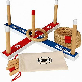 Bolaball Ring Toss Game Outdoor Yard Game with 6 Rope Rings & Carry Bag for Family Fun