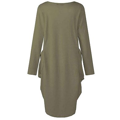 Women Black Girl Magic Long Sleeve Casual Tunic Dress With Pocket
