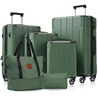 Expandable Luggage Sets 6 pc Suitcase Set with Dual Wheels and TSA Lock