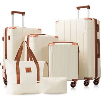 Expandable Luggage Sets 6 pc Suitcase Set with Dual Wheels and TSA Lock