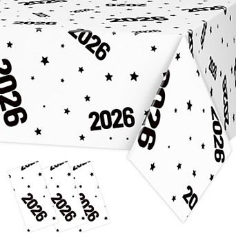 2 Pack Class of 2026 Disposable Tablecloths, 54x108” for New Year & Graduation Parties