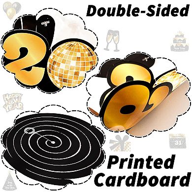 23pcs 2026 NYE Hanging Swirls & Ceiling Streamers - New Year Party Decorations