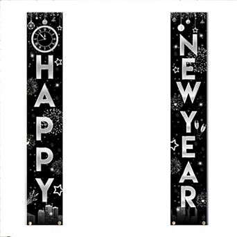 2026 Silver New Year's Eve Porch Banner & NYE Party Decorations