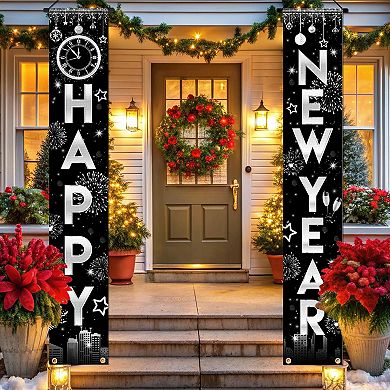 2026 Silver New Year's Eve Porch Banner & NYE Party Decorations