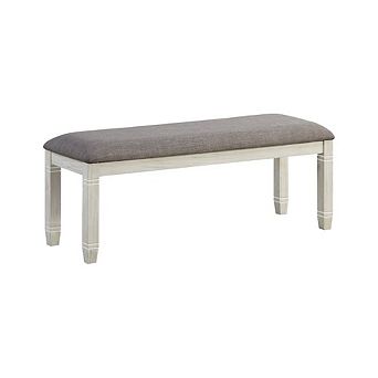 Antique White Engineered Wood Dining Bench