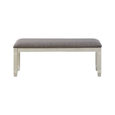 Antique White Engineered Wood Dining Bench