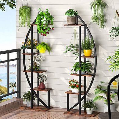 2-Piece Half-Moon Plant Rack Display Shelf