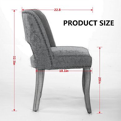 Homy Casa Modern Upholstered Dining Chairs Set of 2, Fabric Kitchen Chairs with Wood Legs