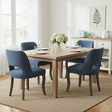 Homy Casa Modern Upholstered Dining Chairs Set of 2, Fabric Kitchen Chairs with Wood Legs