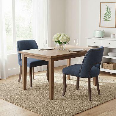 Homy Casa Modern Upholstered Dining Chairs Set of 2, Fabric Kitchen Chairs with Wood Legs