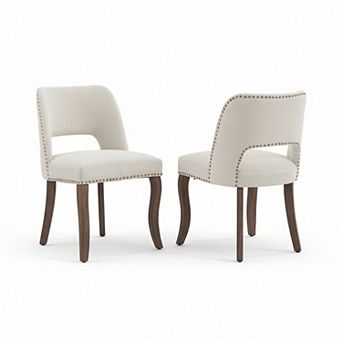 Homy Casa Modern Upholstered Dining Chairs Set of 2, Fabric Kitchen Chairs with Wood Legs