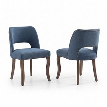 Homy Casa Modern Upholstered Dining Chairs Set of 2, Fabric Kitchen Chairs with Wood Legs