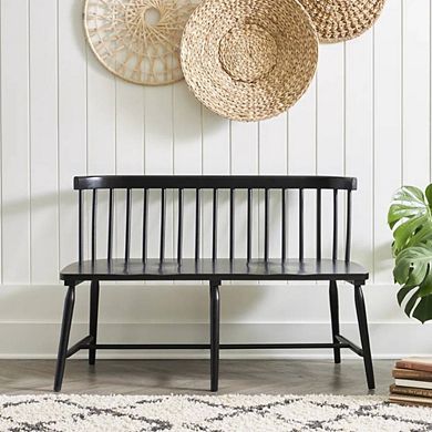 Black Dining Bench With Spindle Back