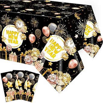 3 Pack 2026 NYE Disposable Tablecloths, 54x108” Holiday Party Decor