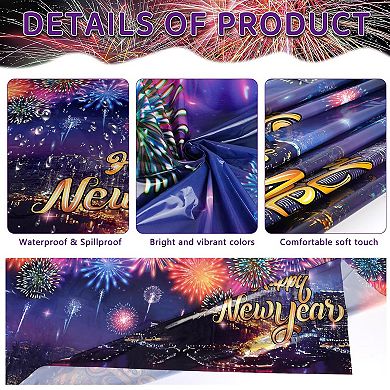 3-Pack Firework Happy New Year Tablecloths for 2026 NYE Party Supplies