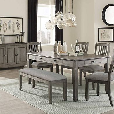 Antique Gray Engineered Wood Dining Bench