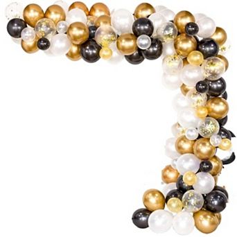 120 pc Black & Gold Balloon Garland Kit for New Year's, Weddings, Birthdays & Parties