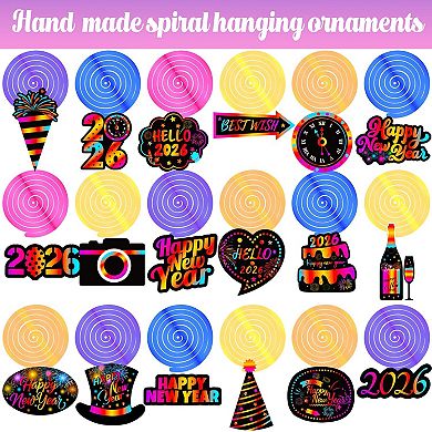 2026 NYE Hanging Swirls & Ceiling Streamers - Colorful Party Decorations