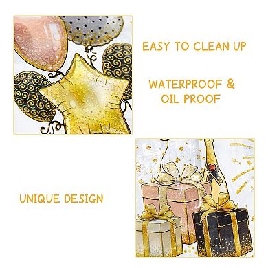 3 Pack 2026 Gold & White NYE Tablecloths for Rectangle Tables