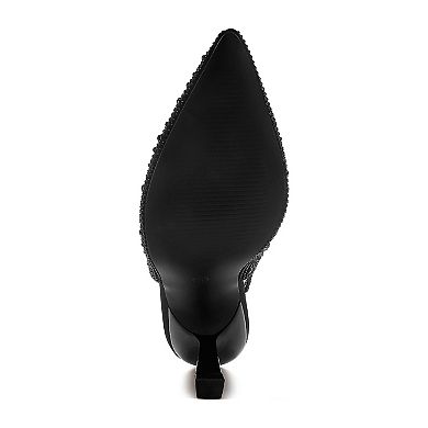 London Rag Ararki Women's Satin Pearl Slingback Heels