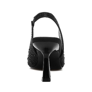 London Rag Ararki Women's Satin Pearl Slingback Heels