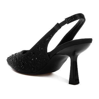 London Rag Ararki Women's Satin Pearl Slingback Heels