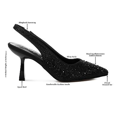 London Rag Ararki Women's Satin Pearl Slingback Heels