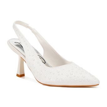 London Rag Ararki Women's Satin Pearl Slingback Heels