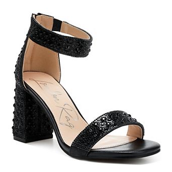 London Rag Cady Women's Block Heel Rhinestones Sequins Sandals