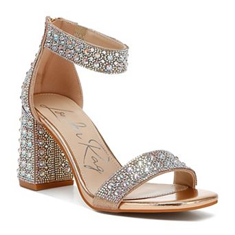 London Rag Cady Women's Block Heel Rhinestones Sequins Sandals