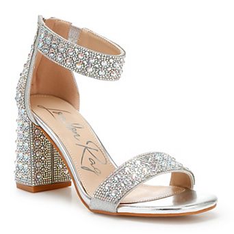 London Rag Cady Women's Block Heel Rhinestones Sequins Sandals