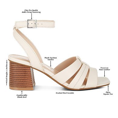 London Rag Signora Women's Block Heel Ankle Strap Sandals