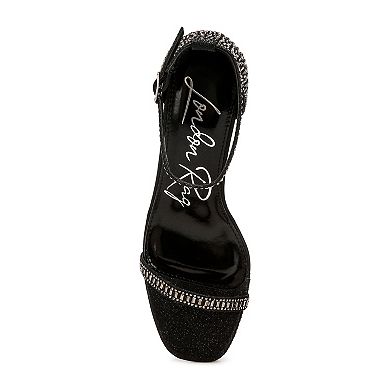 London Rag Ronan Women's Block Heel Rhinestones Embellished Sandals
