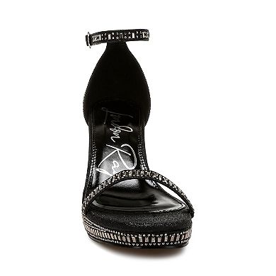 London Rag Ronan Women's Block Heel Rhinestones Embellished Sandals