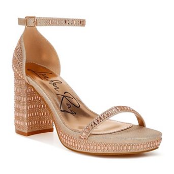London Rag Ronan Women's Block Heel Rhinestones Embellished Sandals