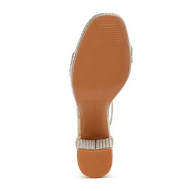 London Rag Mejuri Women's Block Heel Rhinestones & Pearl Sandals