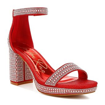 London Rag Mejuri Women's Block Heel Rhinestones & Pearl Sandals